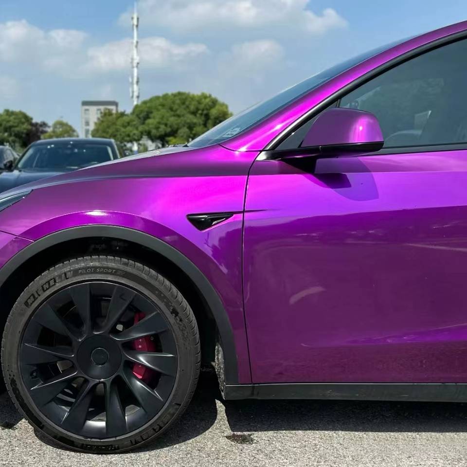 Ravoony Plus Ultra Gloss Metal Paint Grape Purple Vinyl Wrap Tesla Model Y Wrap