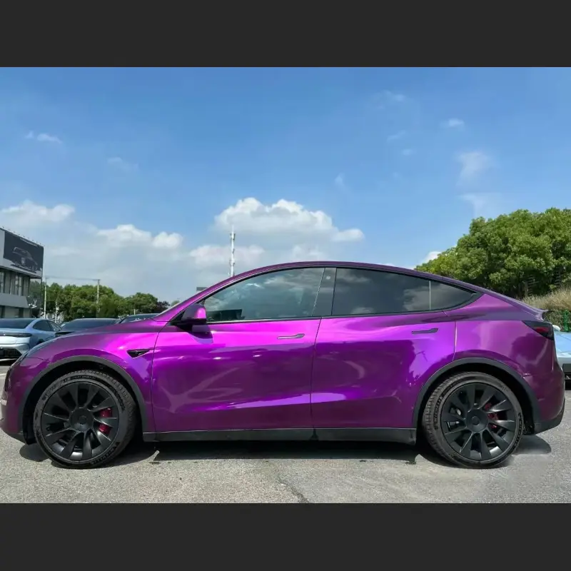 Tesla Model Y Wrap, Best Ravoony Ultra Gloss Metal Paint Grape Purple Vinyl  Wrap Tesla Model Y Wrap