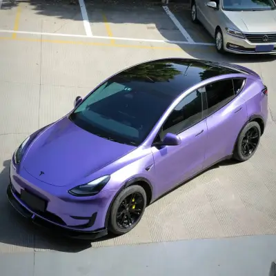 Ravoony Plus Gloss Liquid Metallic Viola Purple Car Wrap Tesla Model Y Wrap 02
