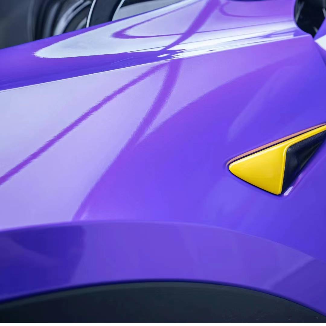 Ravoony Plus PET Glossy Explosion Purple Car Vinyl Wrap Tesla Model Y Wrap