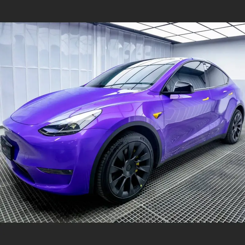 Ravoony Plus Glossy Explosion Purple Car Vinyl Wrap Tesla Model Y Wrap