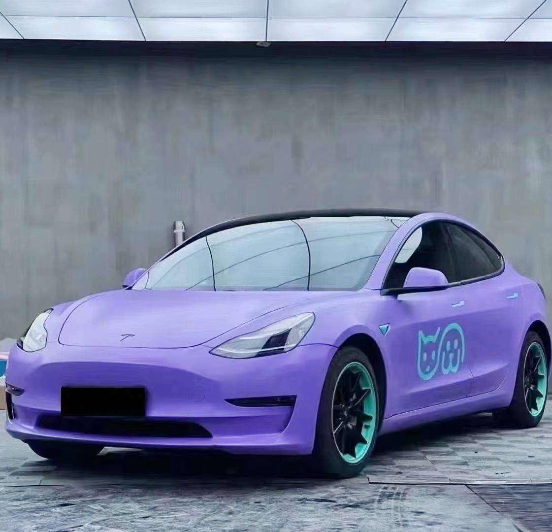 Ravoony Plus Matte Lavender Car Wrap Tesla Model 3 Wrap