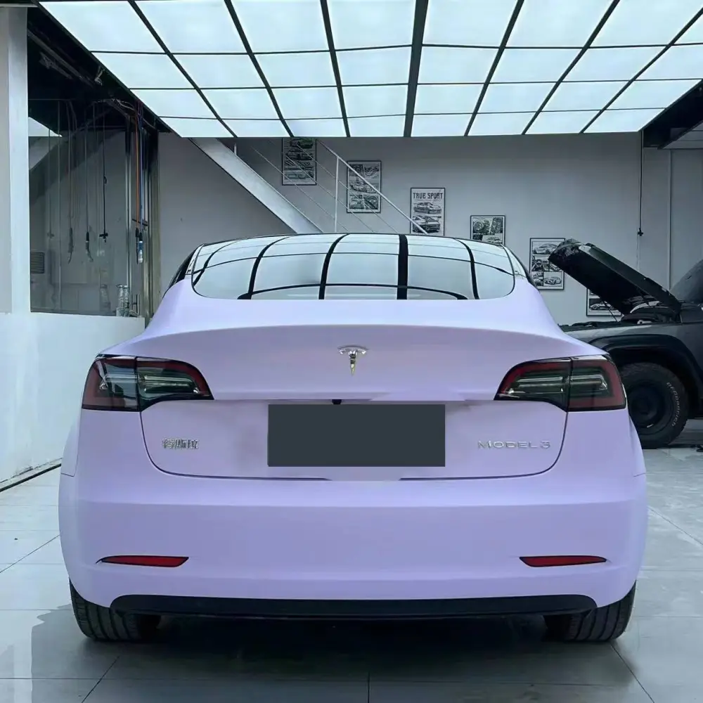 Ravoony Plus Ultra-Matte Violet Star Car Wrap Tesla Model 3 Wrap