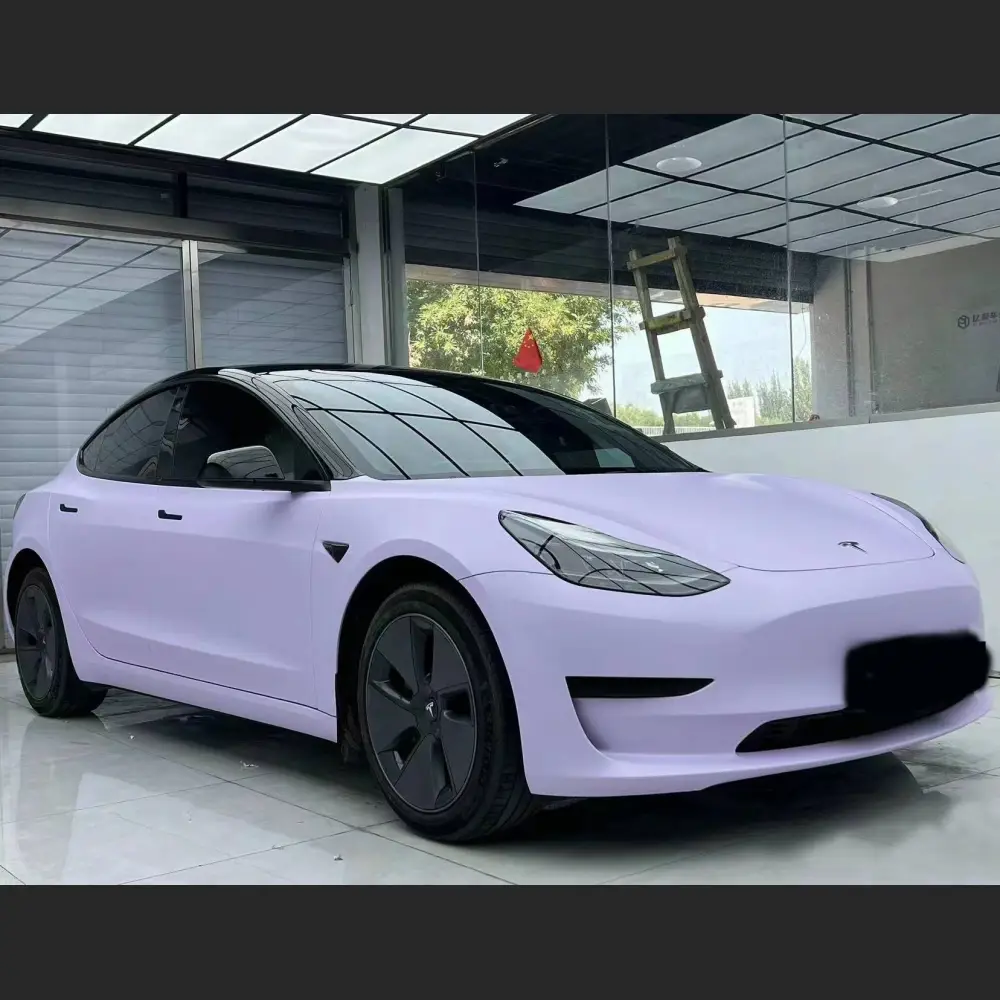 Ravoony Plus Ultra-Matte Violet Star Car Wrap Tesla Model 3 Wrap