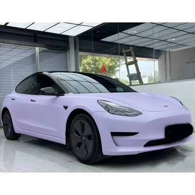 Ravoony Plus Ultra-Matte Violet Star Car Wrap Tesla Model 3 Wrap 02