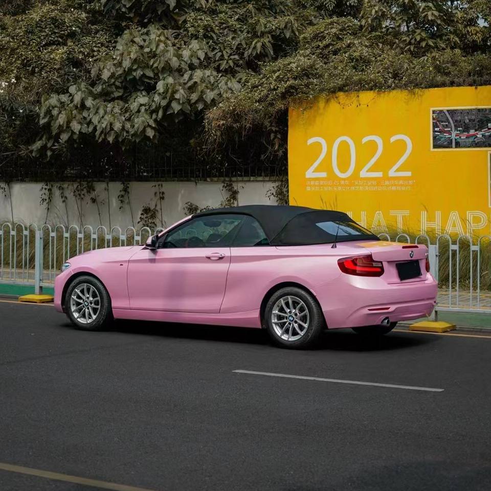 Ravoony Plus Gloss Macaron Cherry Pink Vinyl Car Wrap BMW 225I Wrap