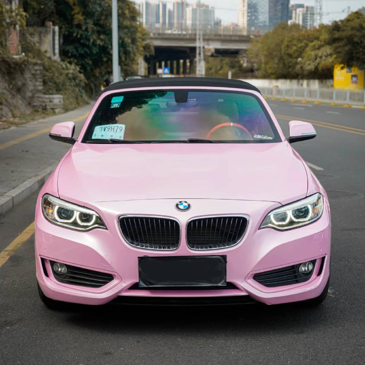 Ravoony Plus Gloss Macaron Cherry Pink Vinyl Car Wrap BMW 225I Wrap