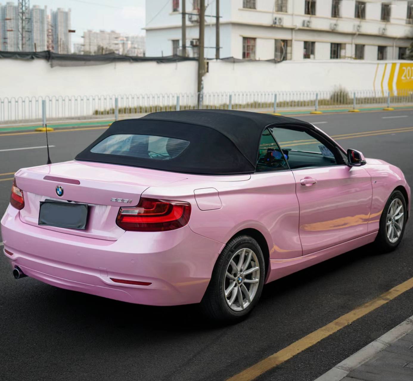 Ravoony Plus Gloss Macaron Cherry Pink Vinyl Car Wrap BMW 225I Wrap