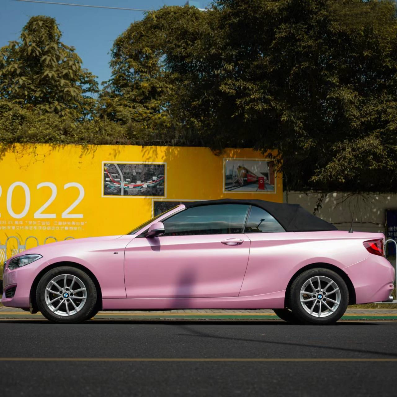 Ravoony Plus Gloss Macaron Cherry Pink Vinyl Car Wrap BMW 225I Wrap