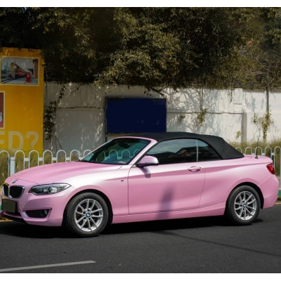 Ravoony Plus Gloss Macaron Cherry Pink Vinyl Car Wrap BMW 225I Wrap 02