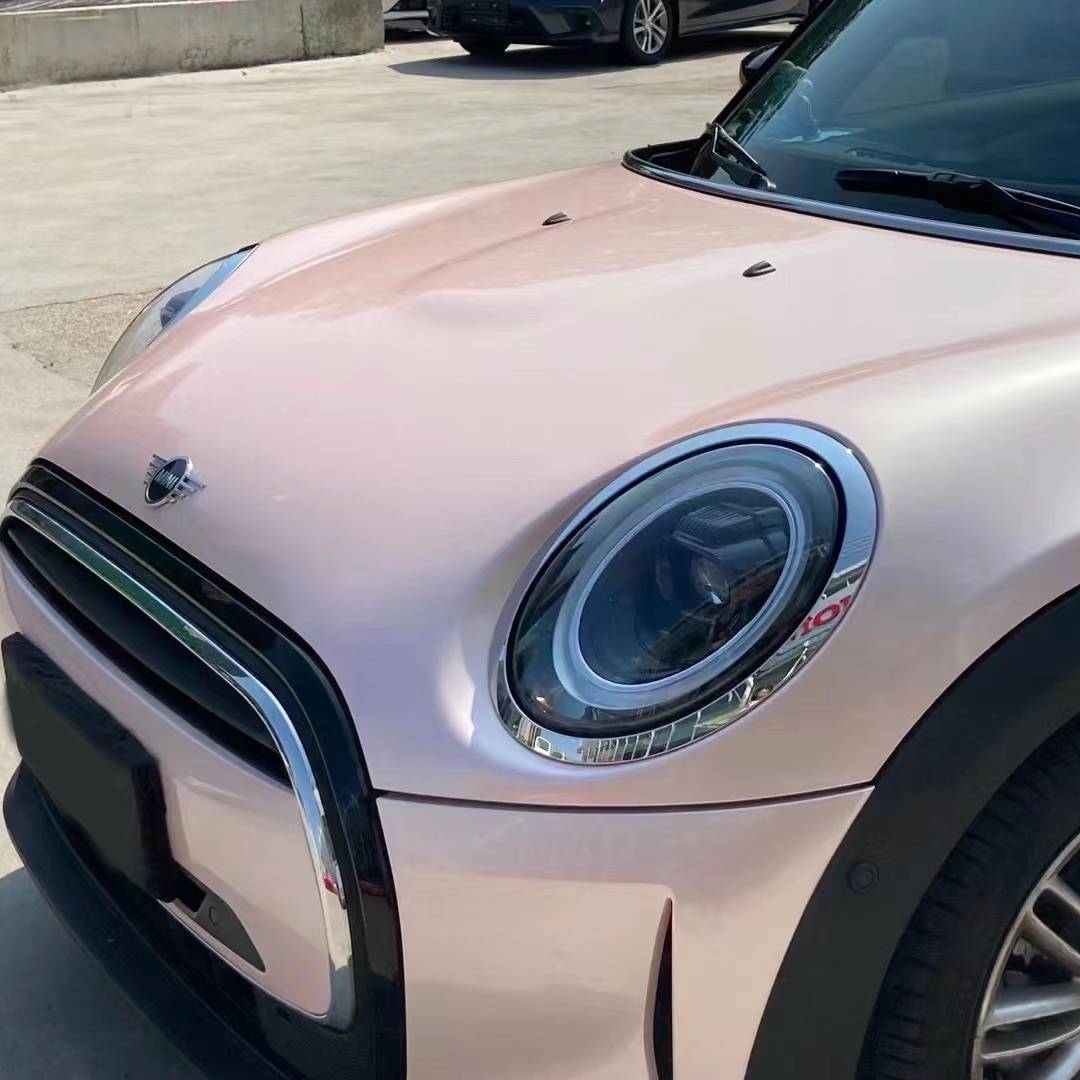 Ravoony Plus Gloss Macaron Peach Pink Vinyl Car Wrap Mini Cooper Wrap