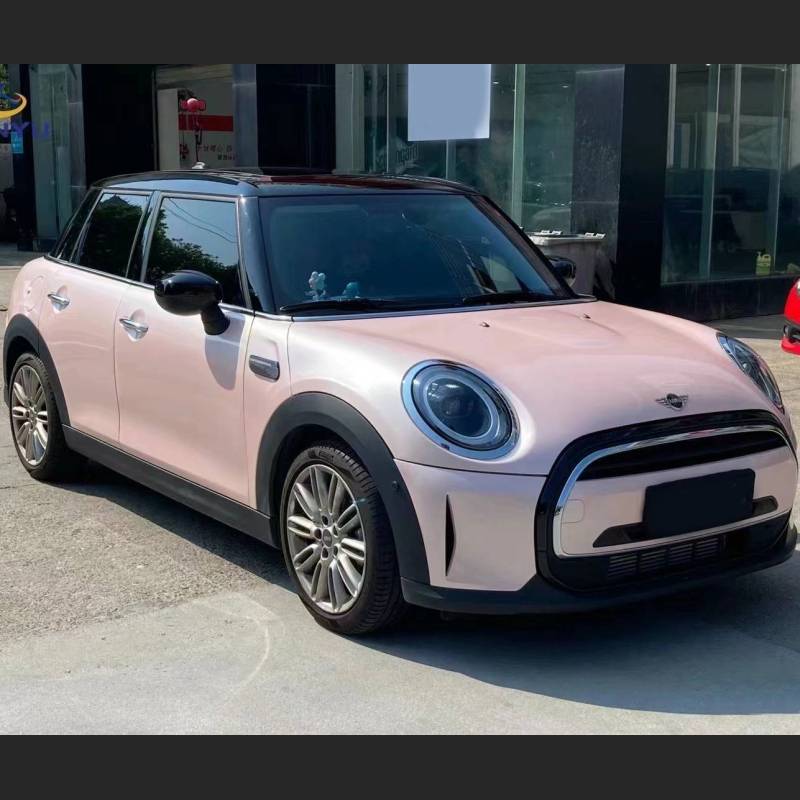 Ravoony Plus Gloss Macaron Peach Pink Vinyl Car Wrap Mini Cooper Wrap