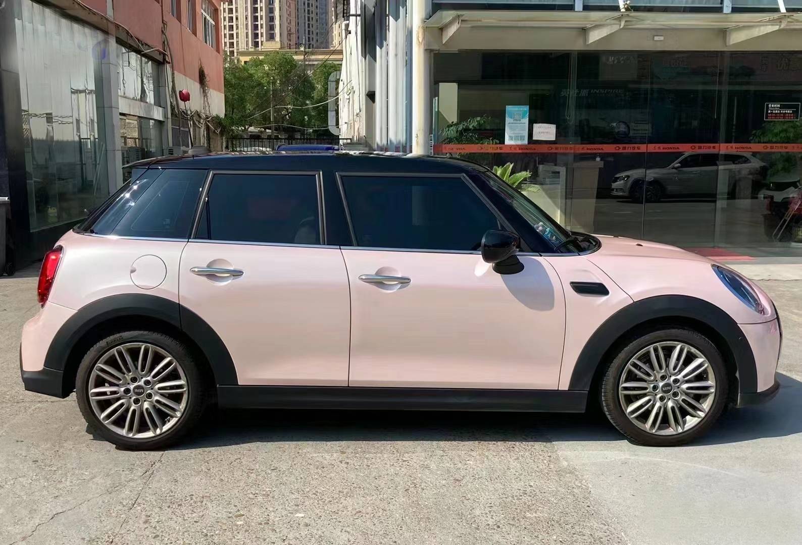Ravoony Plus Gloss Macaron Peach Pink Vinyl Car Wrap Mini Cooper Wrap