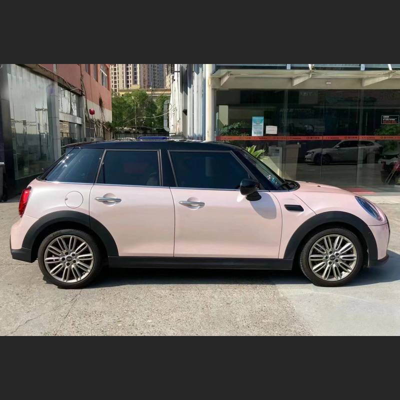 Ravoony Plus Gloss Macaron Peach Pink Vinyl Car Wrap Mini Cooper Wrap