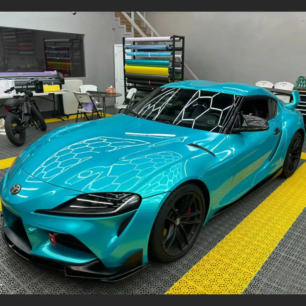 Ravoony Plus Gloss Metal Paint Lake Blue Car Wrap
