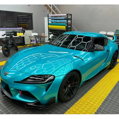 Ravoony Plus Gloss Metal Paint Lake Blue Car Wrap 02