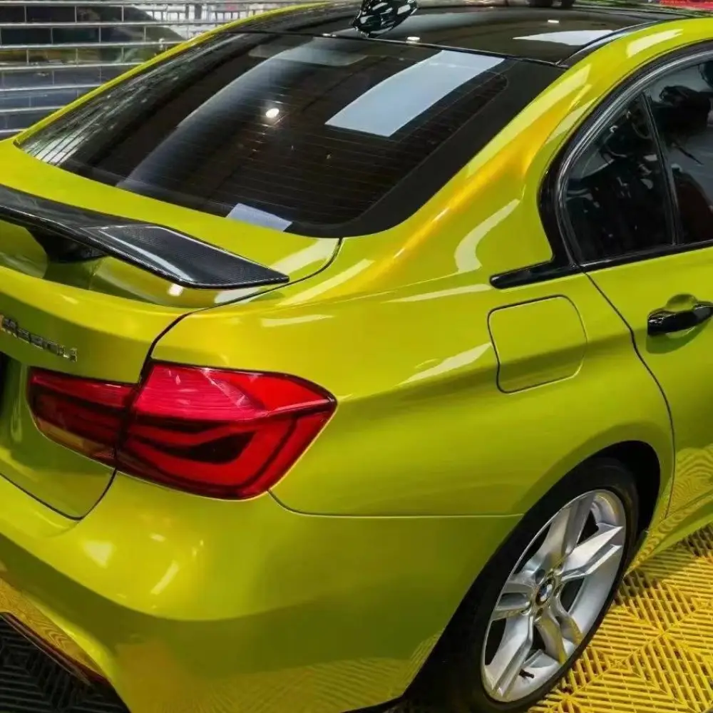 BMW M4 Paint Lemon Yellow Car Wrap, Best Ravoony Glossy Metallic BMW M4