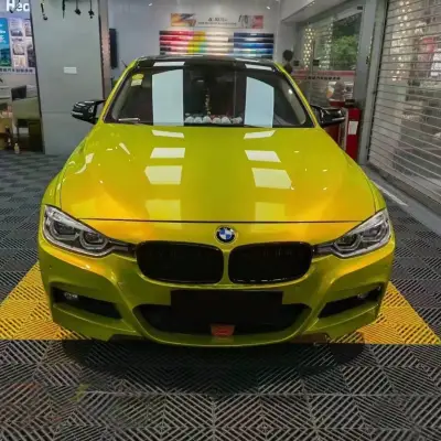 Ravoony Plus Glossy Metallic BMW M4 Paint Lemon Yellow Car Wrap 02