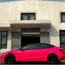 Glossy Fluorescent Pink Car Vinyl Wrap