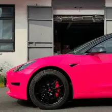 Glossy Fluorescent Pink Car Vinyl Wrap