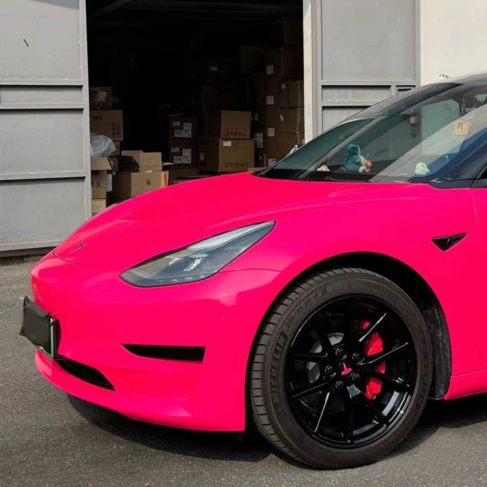 Ravoony Plus Glossy Fluorescent Pink Car Vinyl Wrap