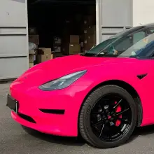 Glossy Fluorescent Pink Car Vinyl Wrap