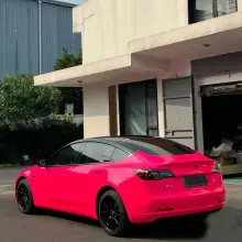 Glossy Fluorescent Pink Car Vinyl Wrap
