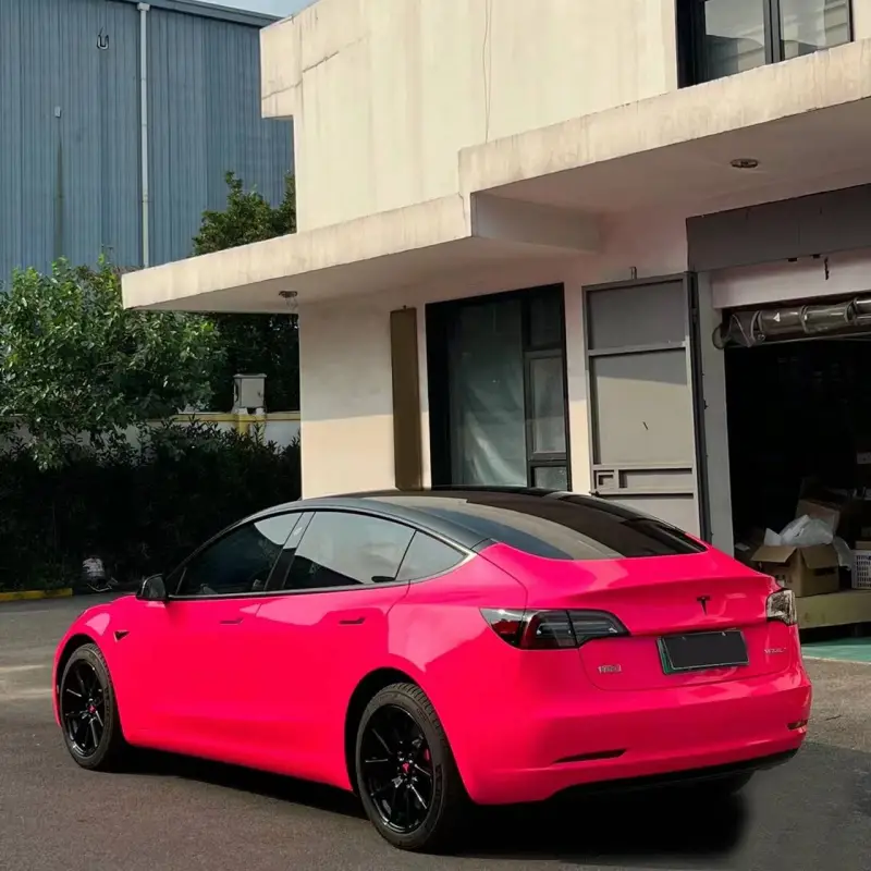 Glossy Fluorescent Pink Car Vinyl Wrap
