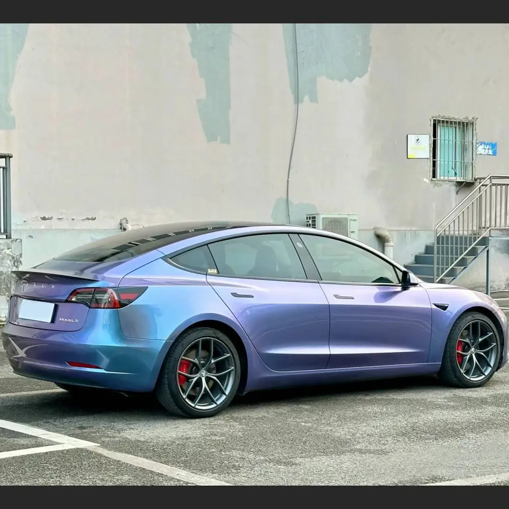 Ravoony Plus Glossy Metallic Crystal Grey Purple Car Wrap