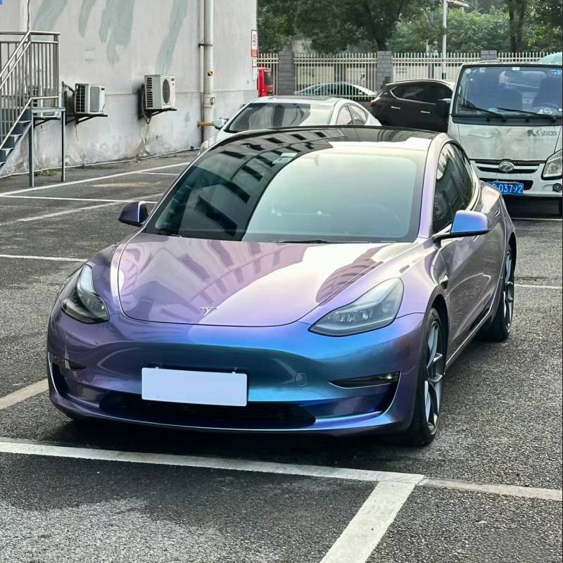 Ravoony Plus Glossy Metallic Crystal Grey Purple Car Wrap