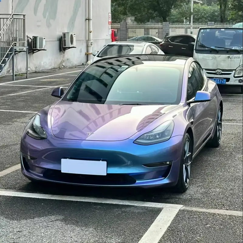 Ravoony Plus Glossy Metallic Crystal Grey Purple Car Wrap