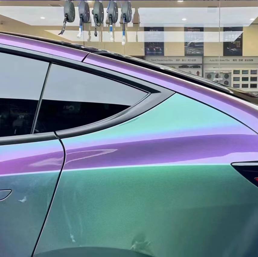 Ravoony Plus PET Glossy Metallic Green Galaxy Car Vinyl Wrap