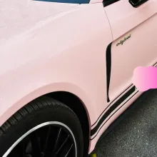 Glossy Baby Pink Car Vinyl Wrap 1