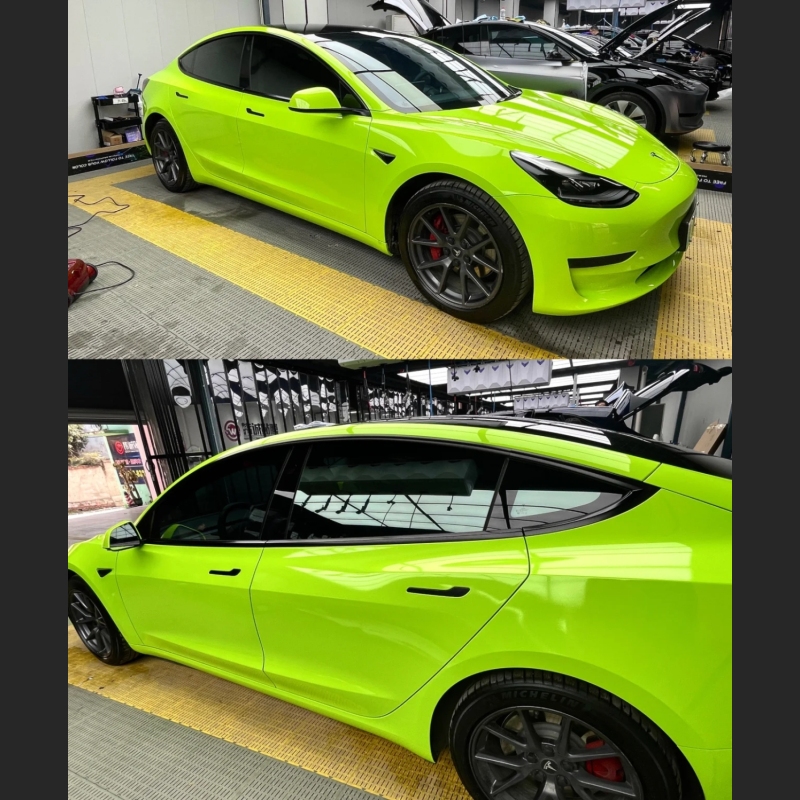 Ravoony Basic Gloss Fluorescent Green Car Wrap
