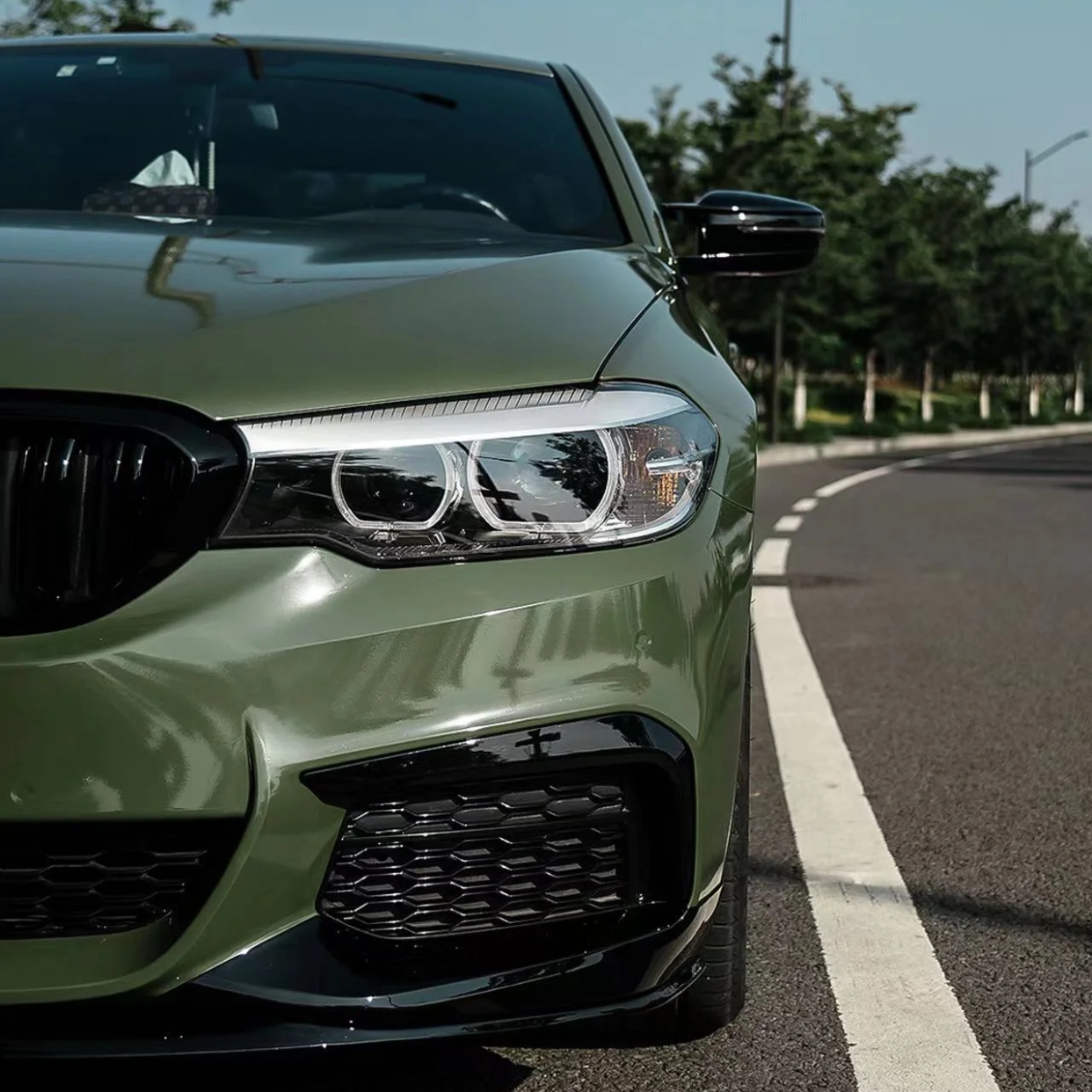 Ravoony Basic PET Glossy Olive Light Green Car Wrap