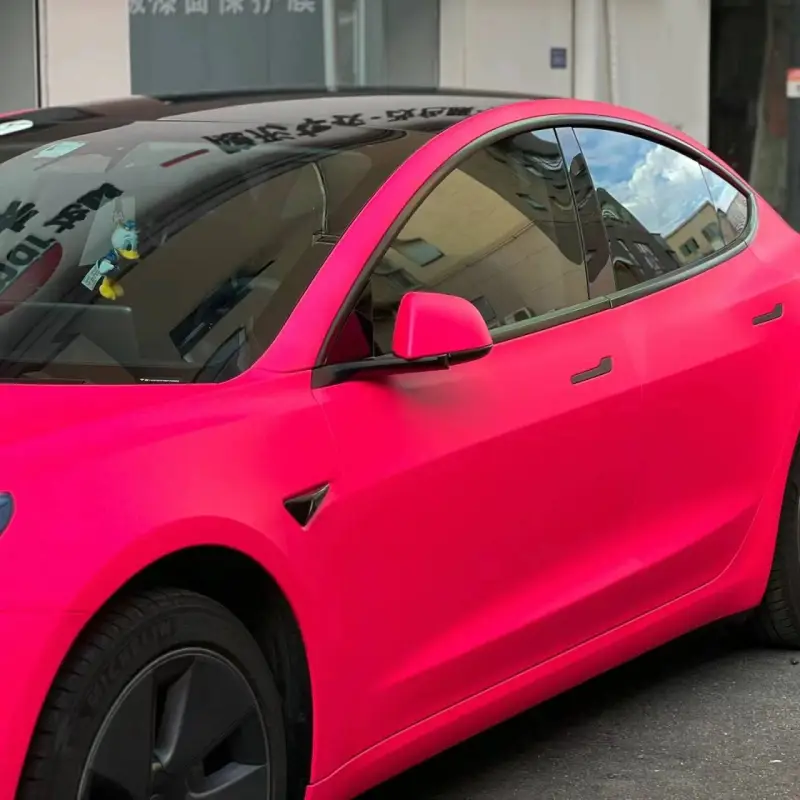 Ravoony Plus Ultimate Flat Fluorescent Pink Car Vinyl Wrap
