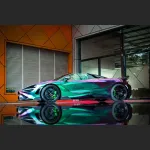 Ravoony Plus PET Glossy Metallic Green Galaxy Car Vinyl Wrap