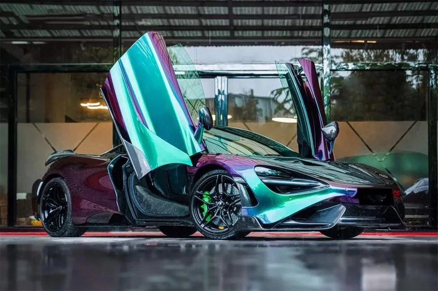 Ravoony Plus PET Glossy Metallic Green Galaxy Car Vinyl Wrap