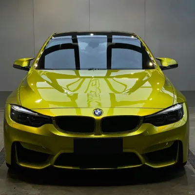 Ravoony Basic Glossy Metallic BMW M4 Paint Lemon Yellow Car Wrap 02