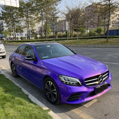 Ravoony Basic Glossy Explosion Purple Car Vinyl Wrap 02