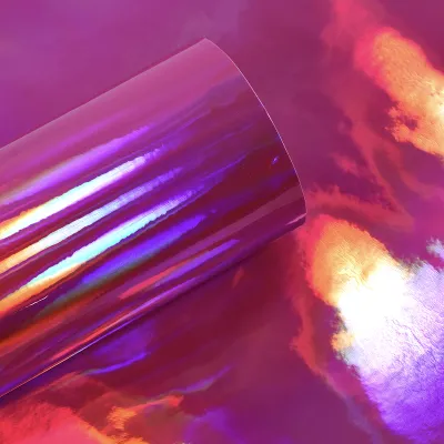 Ravoony Plus Glossy Rainbow Neo Chrome Laser Pink Car Vinyl Wrap 02