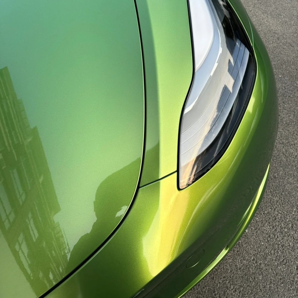 Ravoony Basic Glossy Metallic Mamba Green Car Vinyl Wrap