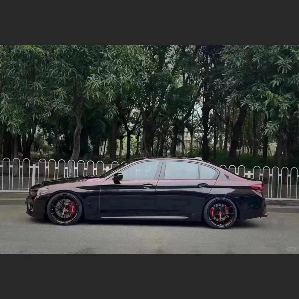 Ravoony Basic Glossy Diamond Black Red Vinyl Car Wrap