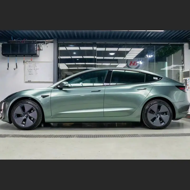 Ravoony Plus Glossy Metallic Paint Fir Green Car Vinyl Wrap