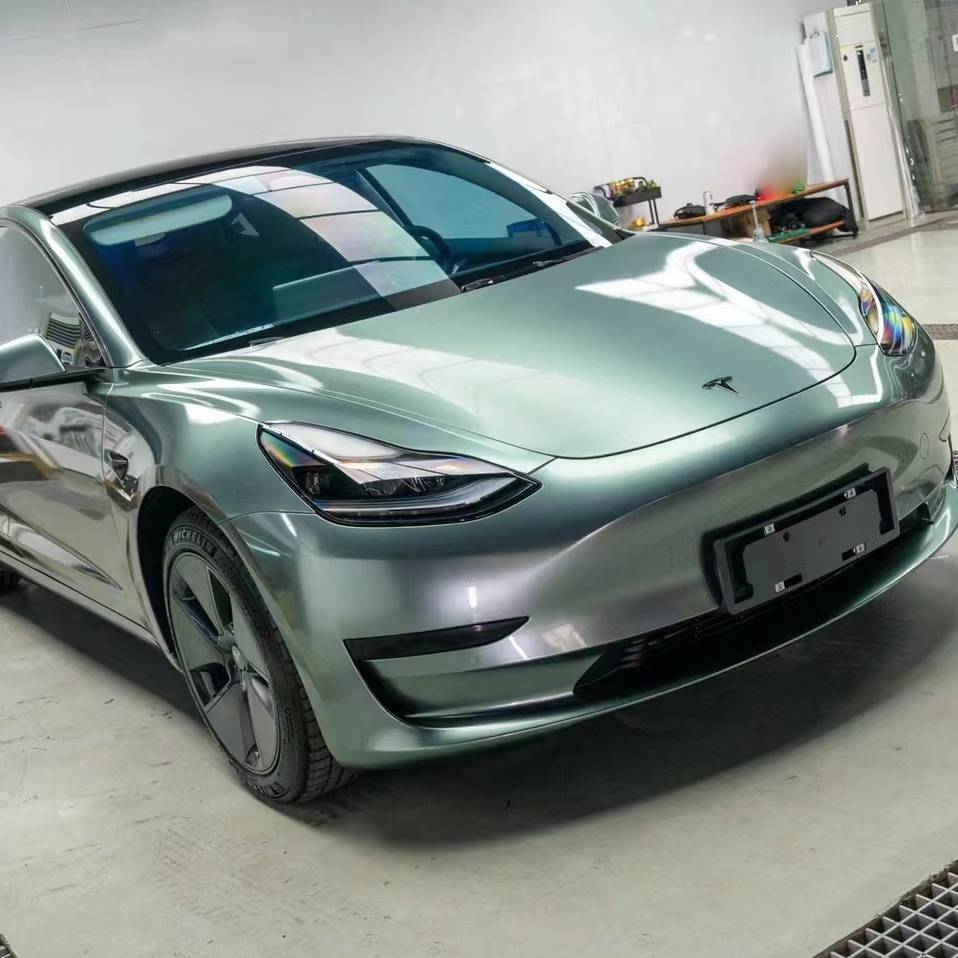 Ravoony Plus Glossy Metallic Paint Fir Green Car Vinyl Wrap