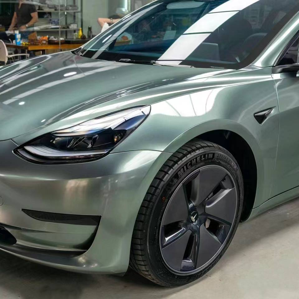 Ravoony Plus Glossy Metallic Paint Fir Green Car Vinyl Wrap