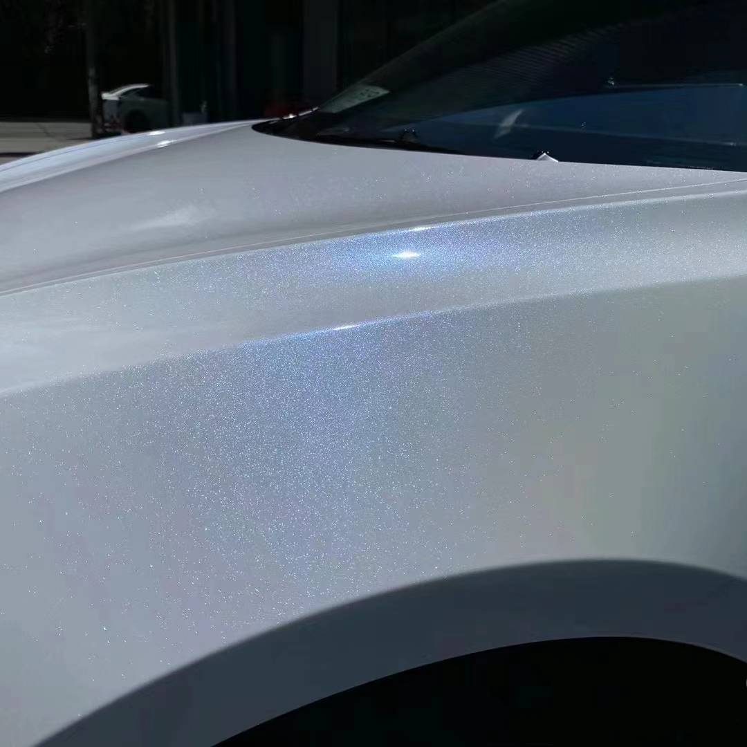 Ravoony Plus Glossy Diamond Blue White Car Vinyl Wrap