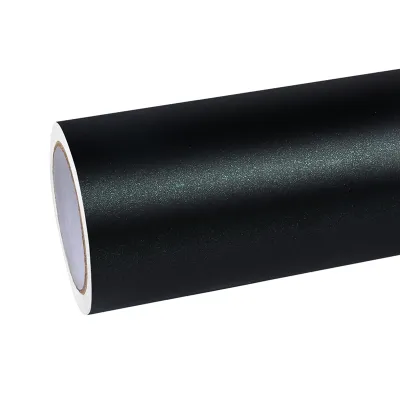Ravoony Plus Matte Diamond Black Green Car Wrap 01
