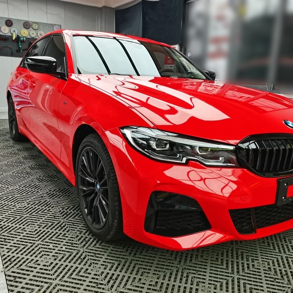 Ravoony Basic PET Glossy Crystal Ferrari Red Vinyl Car Wrap