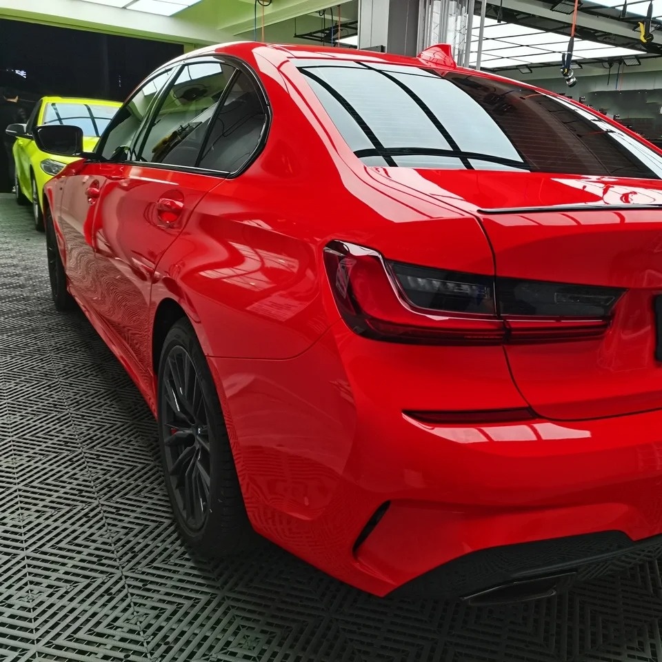 Ravoony Basic PET Glossy Crystal Ferrari Red Vinyl Car Wrap